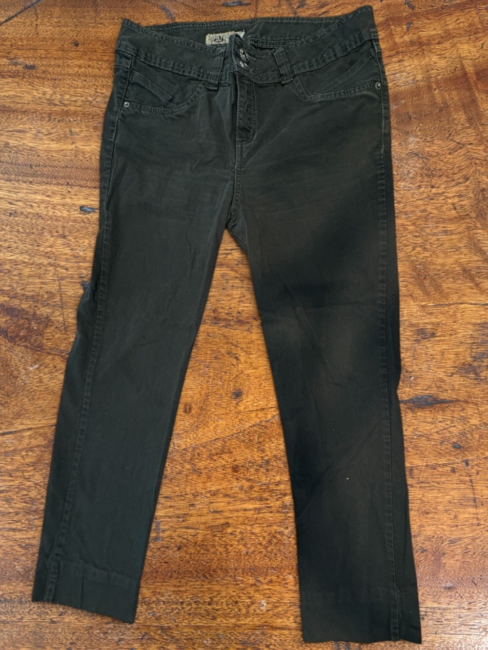 Zone Two Double Button Cropped Skinny Jeans Charcoal Black Denim Curvy Y2K 14